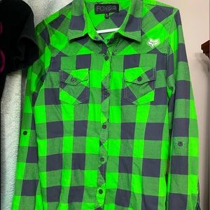 Fox Girls button down plaid flannel shirt